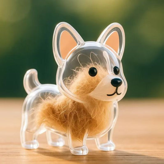 Dog fur keepsake keychain with clear fur capsule (view 1)
